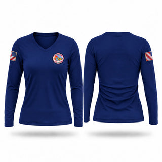 Womens Long Sleeve Vneck Shirt, Chandler Fire, Fire Department, Teamtime, Team time, sublimation, custom sports apparel, team uniforms, spirit wear, spiritwear, sports uniforms, custom shirts, team store, custom team store, fundraiser sports, apparel fundraiser