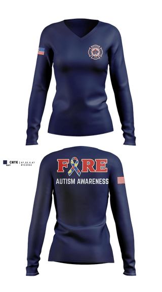 Womens Long Sleeve Vneck Shirt, Maplewood Fire department, Fire Department, Teamtime, Team time, sublimation, custom sports apparel, team uniforms, spirit wear, spiritwear, sports uniforms, custom shirts, team store, custom team store, fundraiser sports, apparel fundraiser