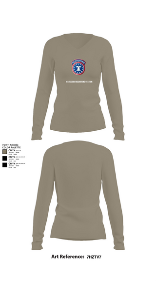 Womens Long Sleeve Vneck Shirt, Waukesha recruiting station, Army, Teamtime, Team time, sublimation, custom sports apparel, team uniforms, spirit wear, spiritwear, sports uniforms, custom shirts, team store, custom team store, fundraiser sports, apparel fundraiser