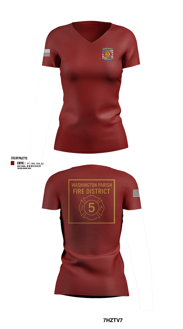 Washington Parish Fire District 5  Women's Short Sleeve V-neck Shirt - 1