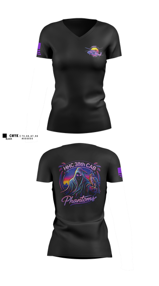 Womens Short Sleeve Vneck Shirt, HHC 38 CAB, National Guard, Teamtime, Team time, sublimation, custom sports apparel, team uniforms, spirit wear, spiritwear, sports uniforms, custom shirts, team store, custom team store, fundraiser sports, apparel fundraiser