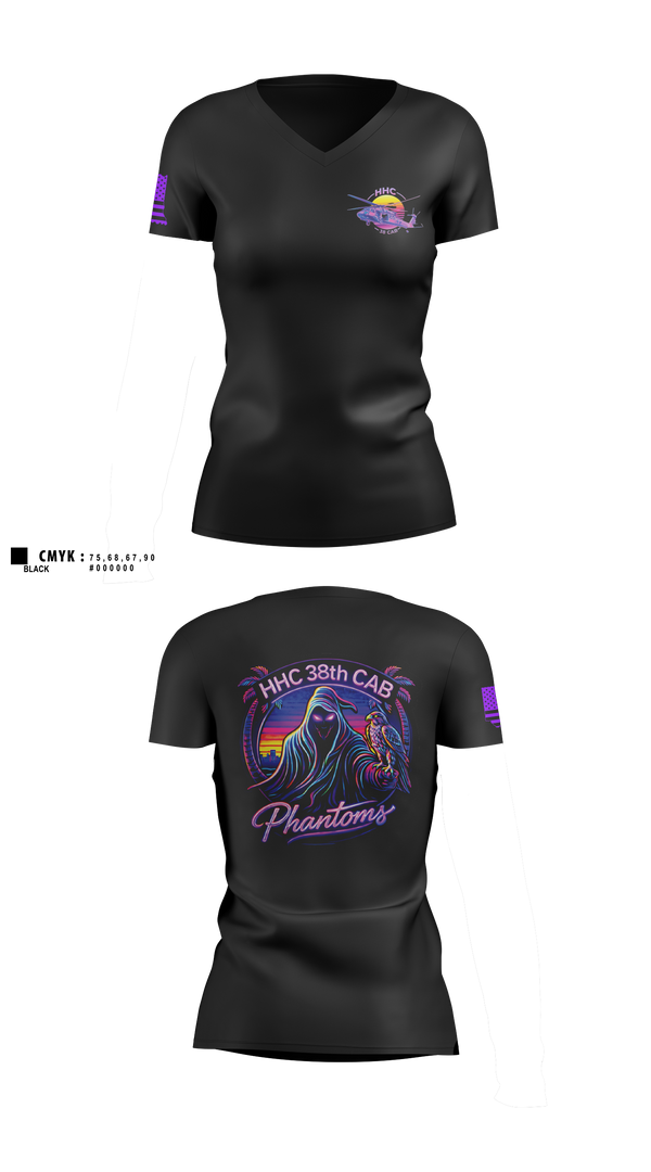 Womens Short Sleeve Vneck Shirt, HHC 38 CAB, National Guard, Teamtime, Team time, sublimation, custom sports apparel, team uniforms, spirit wear, spiritwear, sports uniforms, custom shirts, team store, custom team store, fundraiser sports, apparel fundraiser