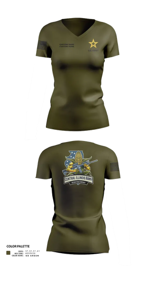 Womens Short Sleeve Vneck Shirt, Central Illinois Company, Army, Teamtime, Team time, sublimation, custom sports apparel, team uniforms, spirit wear, spiritwear, sports uniforms, custom shirts, team store, custom team store, fundraiser sports, apparel fundraiser