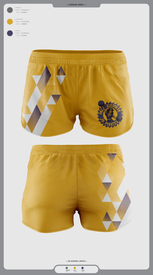 Womens Shorts, Pac Hwy Lady Jr Pirates, Cheer, Teamtime, Team time, sublimation, custom sports apparel, team uniforms, spirit wear, spiritwear, sports uniforms, custom shirts, team store, custom team store, fundraiser sports, apparel fundraiser