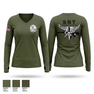 Womens Long Sleeve Vneck Shirt, Louisiana Probation & Parole SRT, Police, Teamtime, Team time, sublimation, custom sports apparel, team uniforms, spirit wear, spiritwear, sports uniforms, custom shirts, team store, custom team store, fundraiser sports, apparel fundraiser