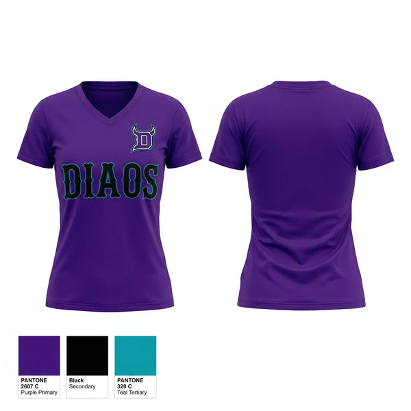 Womens Short Sleeve Vneck Shirt, Diablos, Baseball, Teamtime, Team time, sublimation, custom sports apparel, team uniforms, spirit wear, spiritwear, sports uniforms, custom shirts, team store, custom team store, fundraiser sports, apparel fundraiser