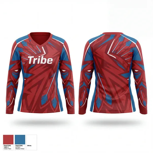 Womens Long Sleeve Vneck Shirt, Tribe, Baseball, Teamtime, Team time, sublimation, custom sports apparel, team uniforms, spirit wear, spiritwear, sports uniforms, custom shirts, team store, custom team store, fundraiser sports, apparel fundraiser