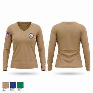 Womens Long Sleeve Vneck Shirt, CSG, Army, Teamtime, Team time, sublimation, custom sports apparel, team uniforms, spirit wear, spiritwear, sports uniforms, custom shirts, team store, custom team store, fundraiser sports, apparel fundraiser