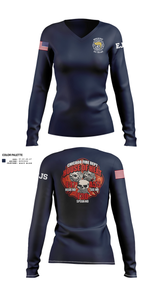 Womens Long Sleeve Vneck Shirt, Cfd e47, Fire Department, Teamtime, Team time, sublimation, custom sports apparel, team uniforms, spirit wear, spiritwear, sports uniforms, custom shirts, team store, custom team store, fundraiser sports, apparel fundraiser