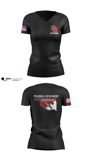 Womens Short Sleeve Vneck Shirt, Oklahoma Army ROTC, National Guard, Teamtime, Team time, sublimation, custom sports apparel, team uniforms, spirit wear, spiritwear, sports uniforms, custom shirts, team store, custom team store, fundraiser sports, apparel fundraiser