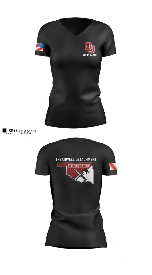 Oklahoma Army ROTC Women's Short Sleeve V-neck Shirt - 13