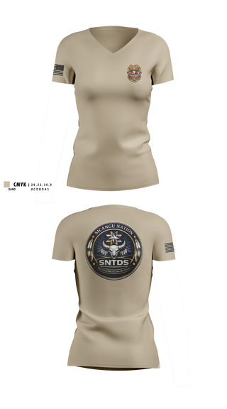 Womens Short Sleeve Vneck Shirt, Sicangu Nation Tribal Defense Solutions Emergency Medical Response Unit (SNTDS‑EMRU), EMS/EMT, Teamtime, Team time, sublimation, custom sports apparel, team uniforms, spirit wear, spiritwear, sports uniforms, custom shirts, team store, custom team store, fundraiser sports, apparel fundraiser