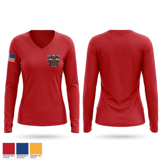 Womens Long Sleeve Vneck Shirt, Powell Town Volunteer Fire Department, Fire Department, Teamtime, Team time, sublimation, custom sports apparel, team uniforms, spirit wear, spiritwear, sports uniforms, custom shirts, team store, custom team store, fundraiser sports, apparel fundraiser