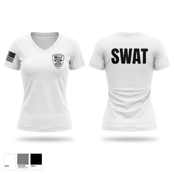 Womens Short Sleeve Vneck Shirt, Lauderdale County Sheriff's Department SWAT, Police, Teamtime, Team time, sublimation, custom sports apparel, team uniforms, spirit wear, spiritwear, sports uniforms, custom shirts, team store, custom team store, fundraiser sports, apparel fundraiser