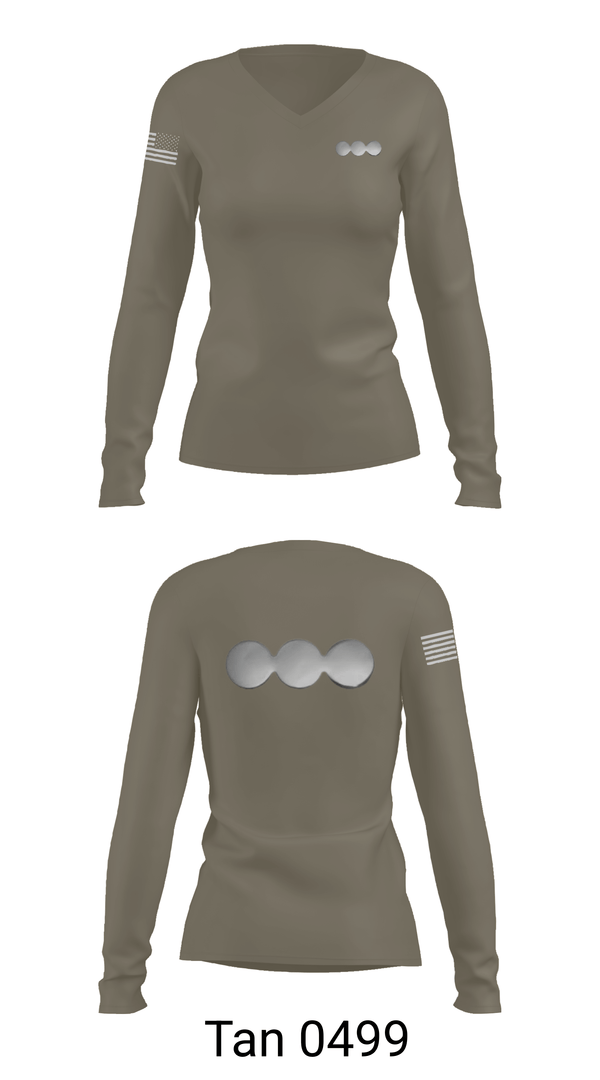 Womens Long Sleeve Vneck Shirt, Alpha Archers, Army, Teamtime, Team time, sublimation, custom sports apparel, team uniforms, spirit wear, spiritwear, sports uniforms, custom shirts, team store, custom team store, fundraiser sports, apparel fundraiser