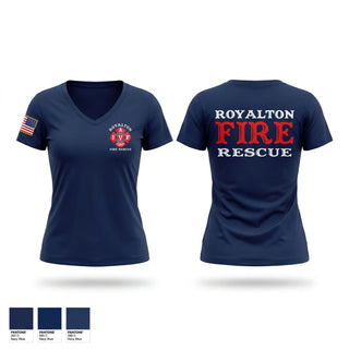 Womens Short Sleeve Vneck Shirt, Royalton Fire Rescue, Fire Department, Teamtime, Team time, sublimation, custom sports apparel, team uniforms, spirit wear, spiritwear, sports uniforms, custom shirts, team store, custom team store, fundraiser sports, apparel fundraiser