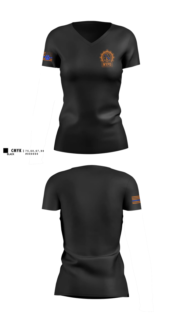 Womens Short Sleeve Vneck Shirt, NYPD NARCOTICS K9, Police, Teamtime, Team time, sublimation, custom sports apparel, team uniforms, spirit wear, spiritwear, sports uniforms, custom shirts, team store, custom team store, fundraiser sports, apparel fundraiser