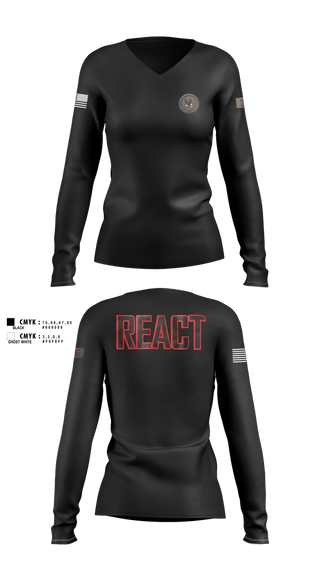 Womens Long Sleeve Vneck Shirt, Bolingbrook Police React, Police, Teamtime, Team time, sublimation, custom sports apparel, team uniforms, spirit wear, spiritwear, sports uniforms, custom shirts, team store, custom team store, fundraiser sports, apparel fundraiser