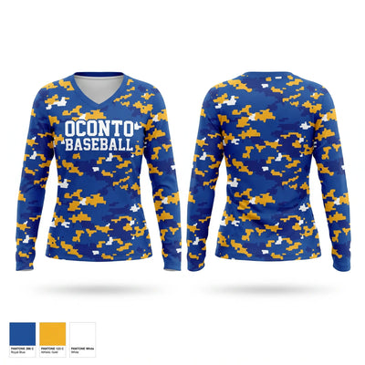 Oconto Baseball Women's Long Sleeve V-neck Shirt - 1