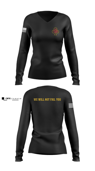 Womens Long Sleeve Vneck Shirt, C Co 1-141 IN, Army, Teamtime, Team time, sublimation, custom sports apparel, team uniforms, spirit wear, spiritwear, sports uniforms, custom shirts, team store, custom team store, fundraiser sports, apparel fundraiser