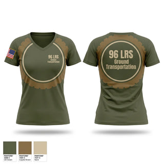 Womens Short Sleeve Vneck Shirt, 96 LRS Ground Transportation, Air Force, Teamtime, Team time, sublimation, custom sports apparel, team uniforms, spirit wear, spiritwear, sports uniforms, custom shirts, team store, custom team store, fundraiser sports, apparel fundraiser
