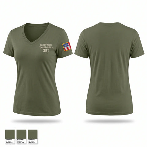 Womens Short Sleeve Vneck Shirt, Isle of Wight Sheriff’s Office SRT, Police, Teamtime, Team time, sublimation, custom sports apparel, team uniforms, spirit wear, spiritwear, sports uniforms, custom shirts, team store, custom team store, fundraiser sports, apparel fundraiser