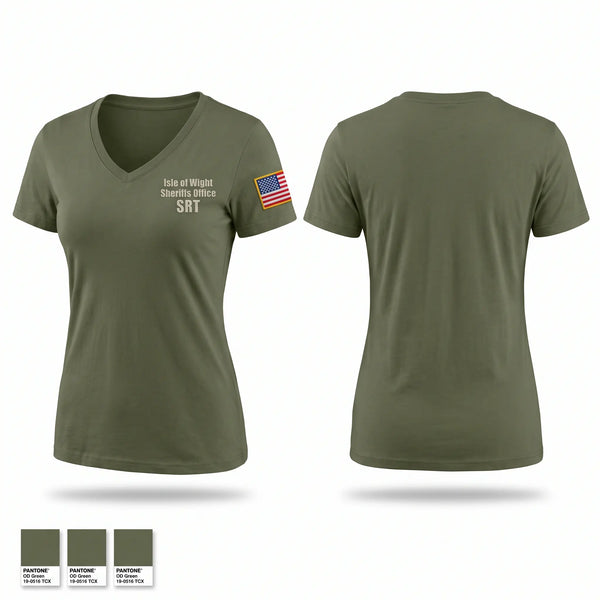 Womens Short Sleeve Vneck Shirt, Isle of Wight Sheriff’s Office SRT, Police, Teamtime, Team time, sublimation, custom sports apparel, team uniforms, spirit wear, spiritwear, sports uniforms, custom shirts, team store, custom team store, fundraiser sports, apparel fundraiser
