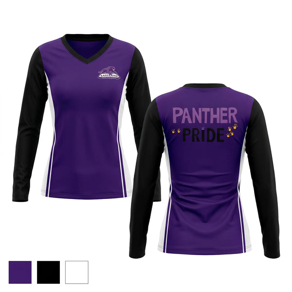 Womens Long Sleeve Vneck Shirt, Eastland Prep Panthers, Men's Soccer, Teamtime, Team time, sublimation, custom sports apparel, team uniforms, spirit wear, spiritwear, sports uniforms, custom shirts, team store, custom team store, fundraiser sports, apparel fundraiser