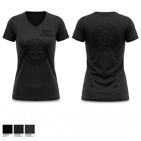 Womens Short Sleeve Vneck Shirt, Tactical Security Consultants, , Teamtime, Team time, sublimation, custom sports apparel, team uniforms, spirit wear, spiritwear, sports uniforms, custom shirts, team store, custom team store, fundraiser sports, apparel fundraiser