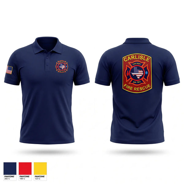 Short Sleeve Performance Polo, Carlisle Fire & Rescue, Fire Department, Teamtime, Team time, sublimation, custom sports apparel, team uniforms, spirit wear, spiritwear, sports uniforms, custom shirts, team store, custom team store, fundraiser sports, apparel fundraiser
