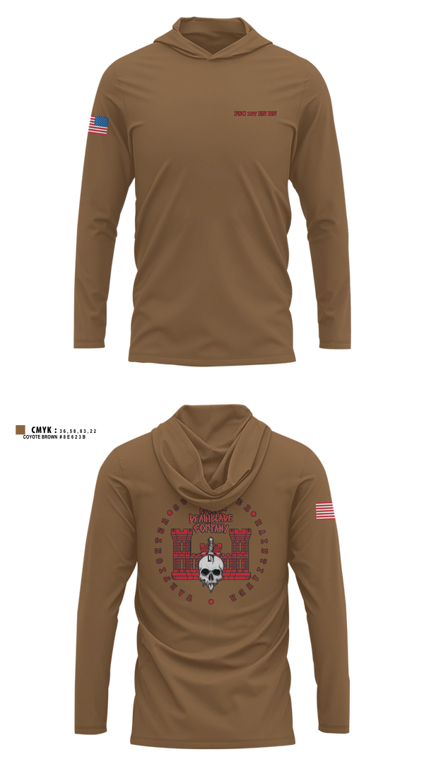 Long Sleeve Performance Shirt with hood, Forward support company 107 engineer battalion, National Guard, Teamtime, Team time, sublimation, custom sports apparel, team uniforms, spirit wear, spiritwear, sports uniforms, custom shirts, team store, custom team store, fundraiser sports, apparel fundraiser