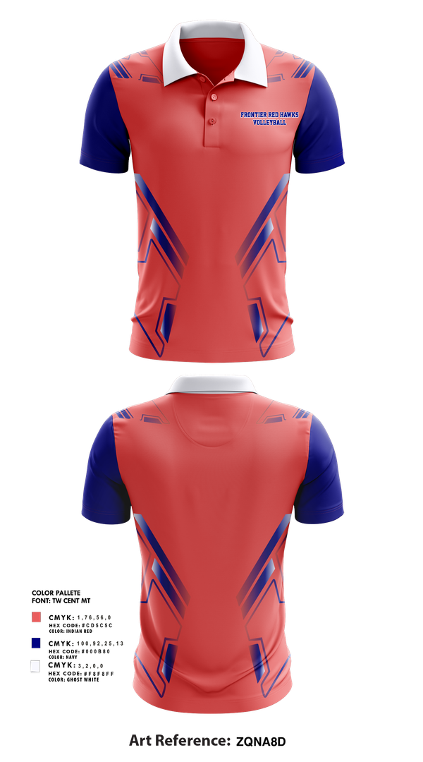 Short Sleeve Performance Polo, Frontier Red Hawks, Women's Volleyball, Teamtime, Team time, sublimation, custom sports apparel, team uniforms, spirit wear, spiritwear, sports uniforms, custom shirts, team store, custom team store, fundraiser sports, apparel fundraiser