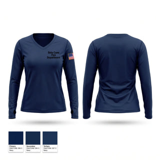 Womens Long Sleeve Vneck Shirt, Soto Cano Fire Department, Fire Department, Teamtime, Team time, sublimation, custom sports apparel, team uniforms, spirit wear, spiritwear, sports uniforms, custom shirts, team store, custom team store, fundraiser sports, apparel fundraiser