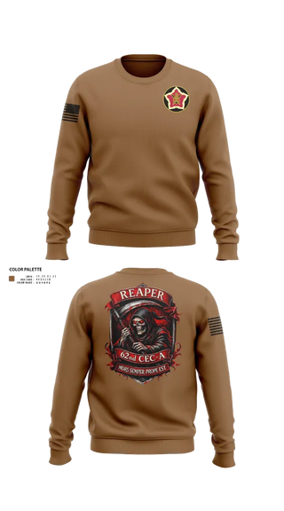Crew Neck Sweatshirt, 62ND CEC-A, Army, Teamtime, Team time, sublimation, custom sports apparel, team uniforms, spirit wear, spiritwear, sports uniforms, custom shirts, team store, custom team store, fundraiser sports, apparel fundraiser