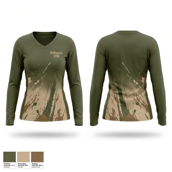 Womens Long Sleeve Vneck Shirt, Ruffstock OTM, Softball, Teamtime, Team time, sublimation, custom sports apparel, team uniforms, spirit wear, spiritwear, sports uniforms, custom shirts, team store, custom team store, fundraiser sports, apparel fundraiser