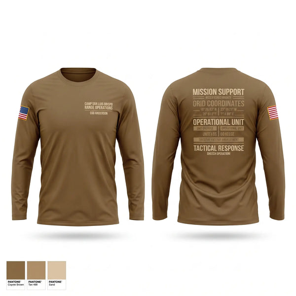 Long Sleeve Performance Shirt, Camp San Luis Obispo Range Operations, Army, Teamtime, Team time, sublimation, custom sports apparel, team uniforms, spirit wear, spiritwear, sports uniforms, custom shirts, team store, custom team store, fundraiser sports, apparel fundraiser