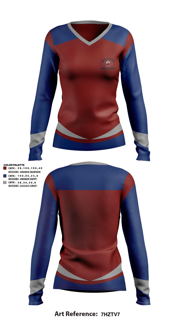 Womens Long Sleeve Vneck Shirt, New Oxford Field Hockey, Field Hockey, Teamtime, Team time, sublimation, custom sports apparel, team uniforms, spirit wear, spiritwear, sports uniforms, custom shirts, team store, custom team store, fundraiser sports, apparel fundraiser
