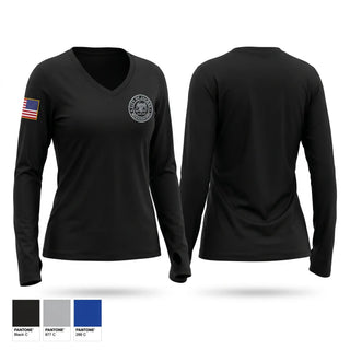 Womens Long Sleeve Vneck Shirt, Jackson police department, Police, Teamtime, Team time, sublimation, custom sports apparel, team uniforms, spirit wear, spiritwear, sports uniforms, custom shirts, team store, custom team store, fundraiser sports, apparel fundraiser