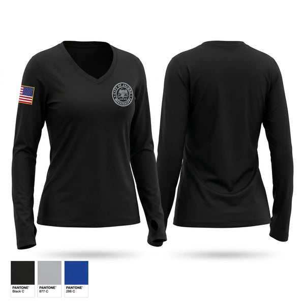 Womens Long Sleeve Vneck Shirt, Jackson police department, Police, Teamtime, Team time, sublimation, custom sports apparel, team uniforms, spirit wear, spiritwear, sports uniforms, custom shirts, team store, custom team store, fundraiser sports, apparel fundraiser