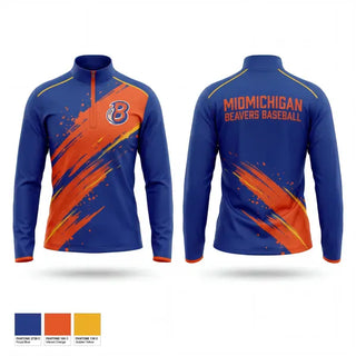 Quarter Zip Jacket, Mid-Michigan Beavers Baseball, Baseball, Teamtime, Team time, sublimation, custom sports apparel, team uniforms, spirit wear, spiritwear, sports uniforms, custom shirts, team store, custom team store, fundraiser sports, apparel fundraiser