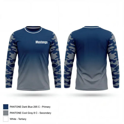 Long Sleeve Performance Shirt, Mustangs, Baseball, Teamtime, Team time, sublimation, custom sports apparel, team uniforms, spirit wear, spiritwear, sports uniforms, custom shirts, team store, custom team store, fundraiser sports, apparel fundraiser
