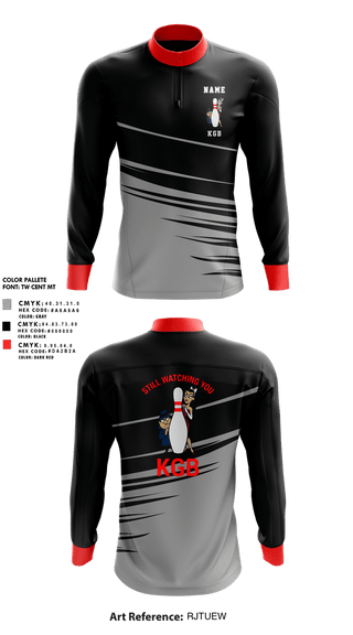 Quarter Zip Jacket, KGB, Bowling, Teamtime, Team time, sublimation, custom sports apparel, team uniforms, spirit wear, spiritwear, sports uniforms, custom shirts, team store, custom team store, fundraiser sports, apparel fundraiser