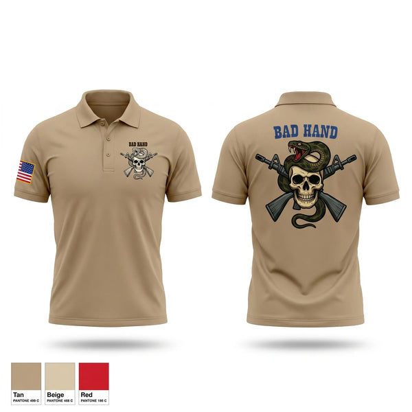 Short Sleeve Performance Polo, Bad Hand, Army, Teamtime, Team time, sublimation, custom sports apparel, team uniforms, spirit wear, spiritwear, sports uniforms, custom shirts, team store, custom team store, fundraiser sports, apparel fundraiser