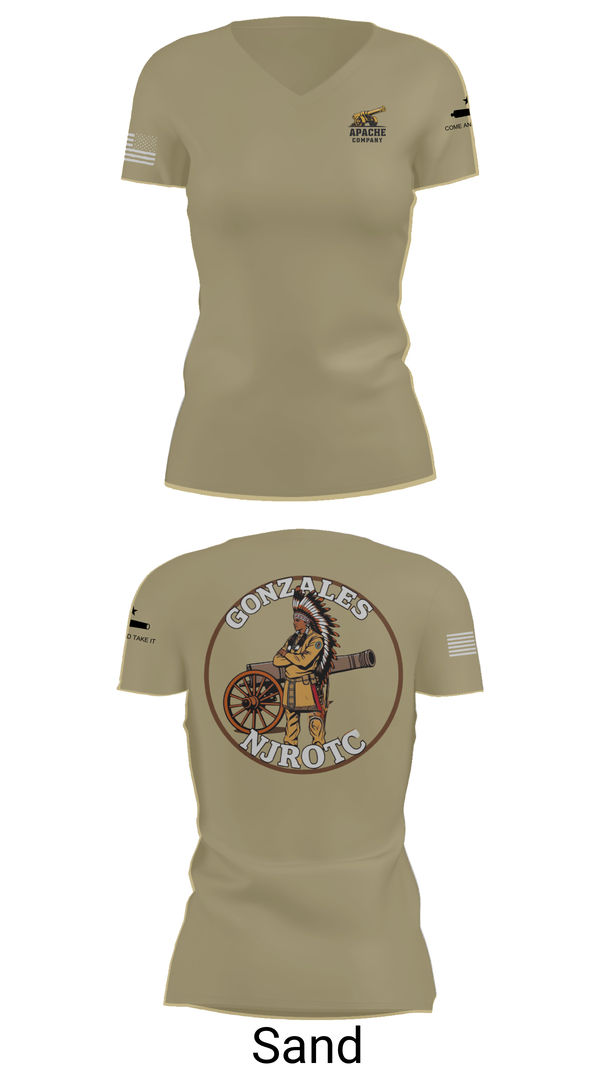 Womens Short Sleeve Vneck Shirt, NJROTC Apache Company, , Teamtime, Team time, sublimation, custom sports apparel, team uniforms, spirit wear, spiritwear, sports uniforms, custom shirts, team store, custom team store, fundraiser sports, apparel fundraiser