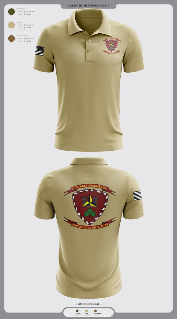 Short Sleeve Performance Polo, 3d Combat Engineer Battalion, , Teamtime, Team time, sublimation, custom sports apparel, team uniforms, spirit wear, spiritwear, sports uniforms, custom shirts, team store, custom team store, fundraiser sports, apparel fundraiser