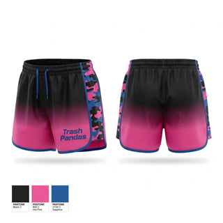 Womens Shorts, Trash Pandas, Softball, Teamtime, Team time, sublimation, custom sports apparel, team uniforms, spirit wear, spiritwear, sports uniforms, custom shirts, team store, custom team store, fundraiser sports, apparel fundraiser
