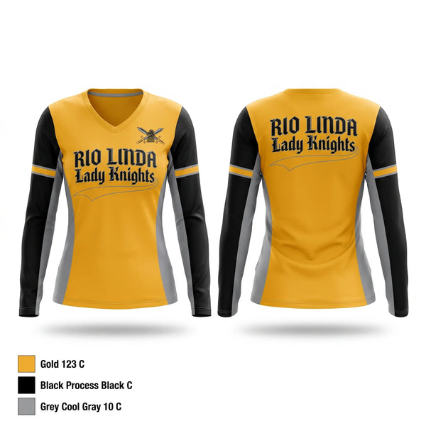 Womens Long Sleeve Vneck Shirt, Lady Knights, Softball, Teamtime, Team time, sublimation, custom sports apparel, team uniforms, spirit wear, spiritwear, sports uniforms, custom shirts, team store, custom team store, fundraiser sports, apparel fundraiser