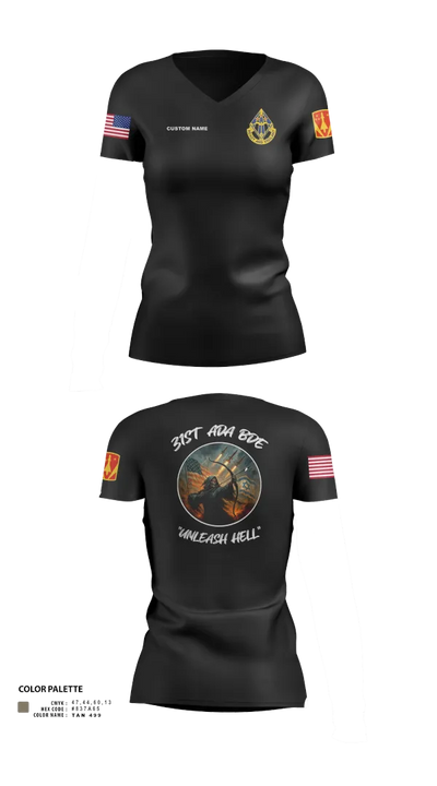 HHB, 31st ADA BDE 93964777 Women's Short Sleeve V-neck Shirt - 40