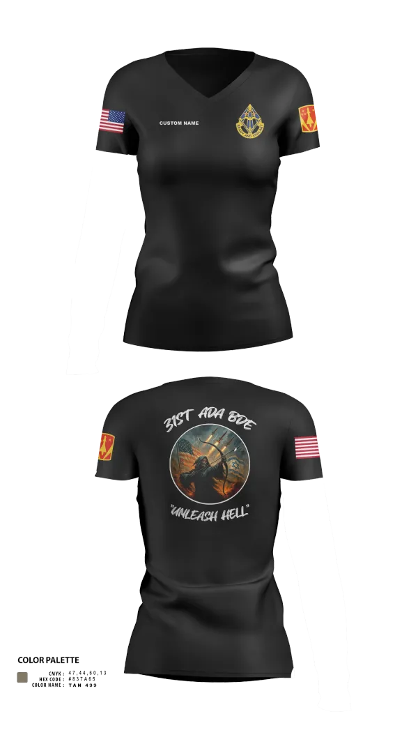 Womens Short Sleeve Vneck Shirt, HHB, 31st ADA BDE, , Teamtime, Team time, sublimation, custom sports apparel, team uniforms, spirit wear, spiritwear, sports uniforms, custom shirts, team store, custom team store, fundraiser sports, apparel fundraiser