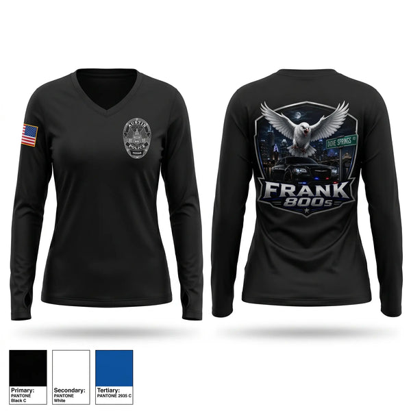Womens Long Sleeve Vneck Shirt, Frank 800's, Police, Teamtime, Team time, sublimation, custom sports apparel, team uniforms, spirit wear, spiritwear, sports uniforms, custom shirts, team store, custom team store, fundraiser sports, apparel fundraiser